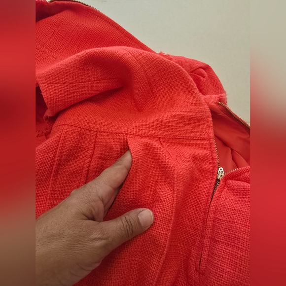 NWT ME+EM Textured Zip-Up Jumpsuit Tulip Red Size 2 - Picture 4 of 16